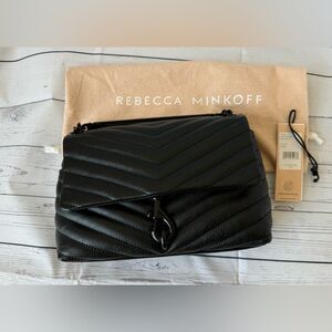 EUC - Rebecca Minkoff Edie Crossbody Leather Shoulder Bag - Black on black
